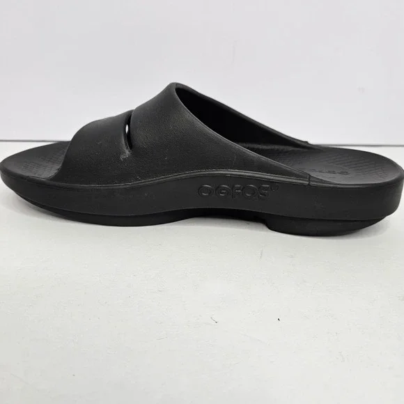 OOFOS Slip On Black Sandals Unisex M9-W11 Heel To Toe 11.5" - Picture 4 of 12